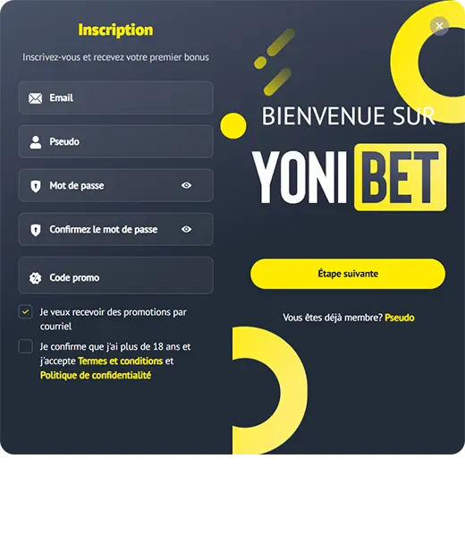 Formulaire d'inscription Yonibet